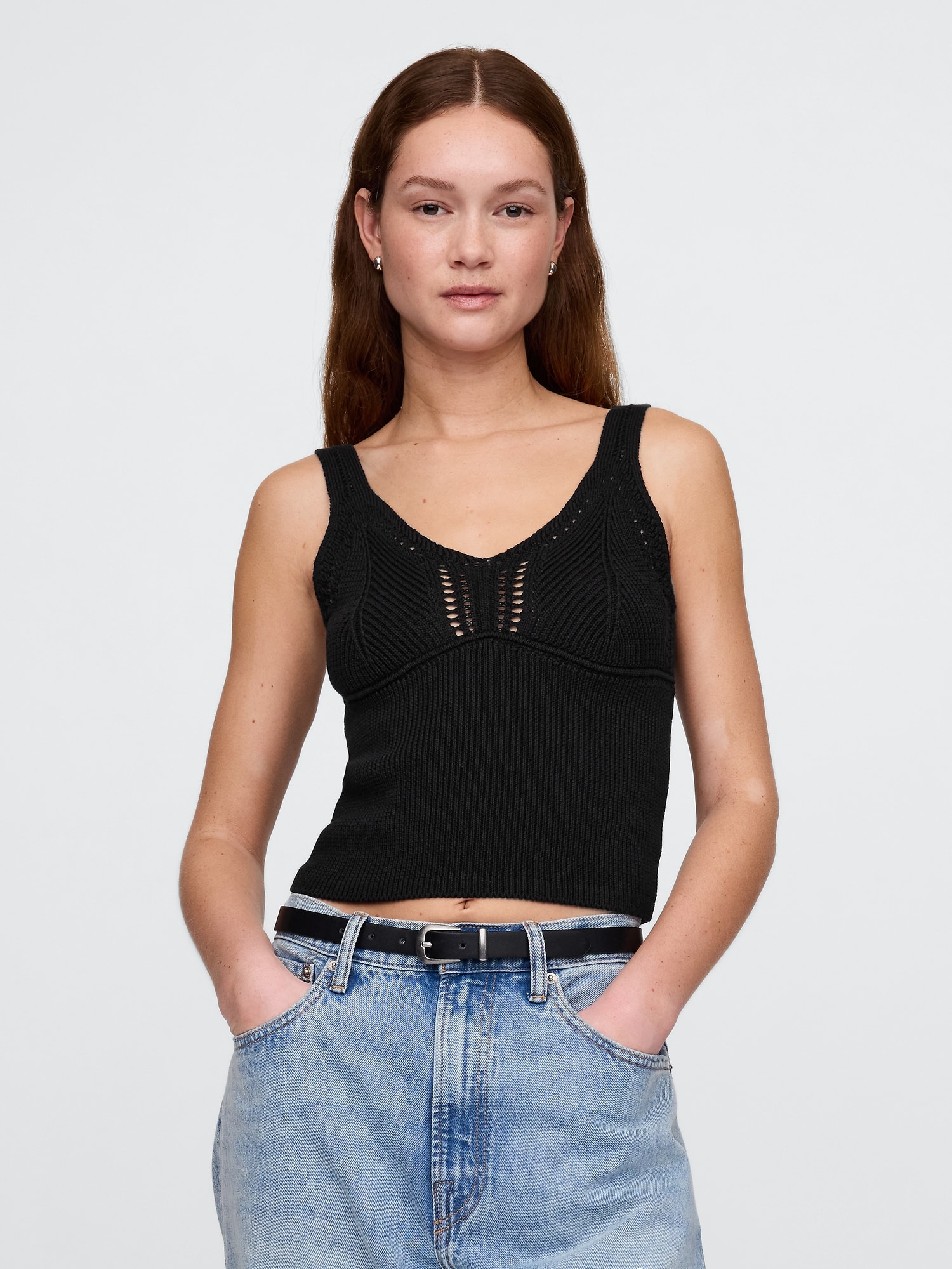 Gap クロシェ クロップド ニットタンクトップ Gap クロシェ クロップド ニットタンクトップ