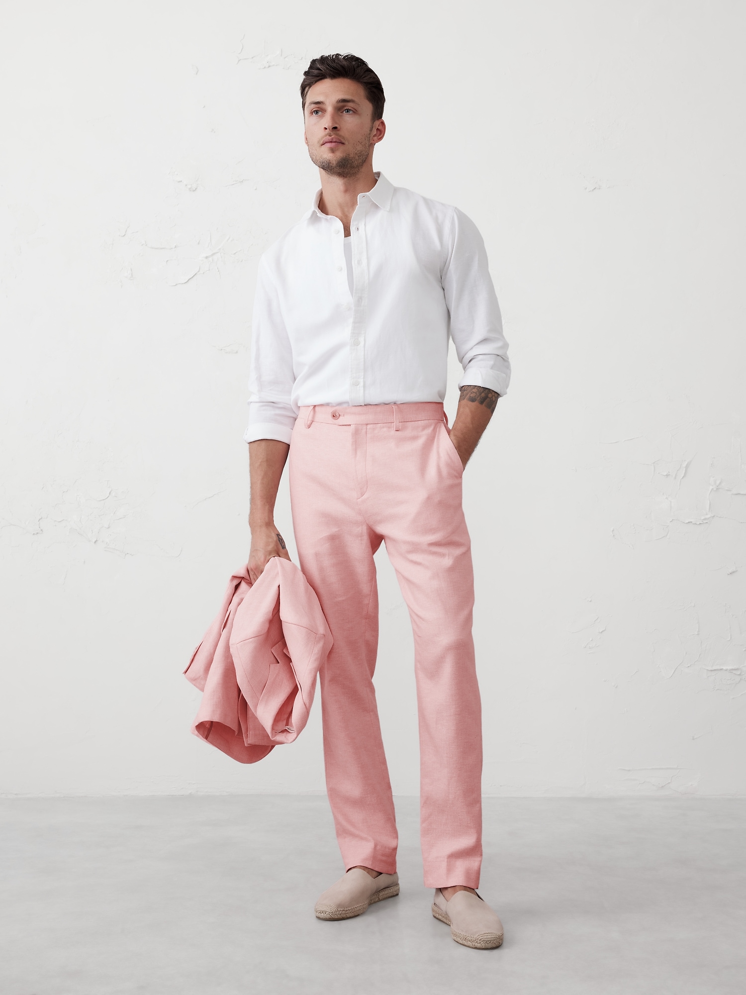 Linen-Blend Herringbone Suit Trouser