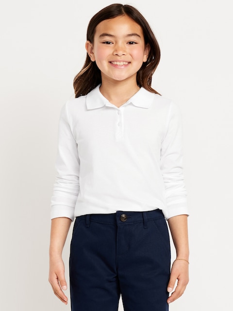 School Uniform Jersey-Knit Polo Shirt for Girls