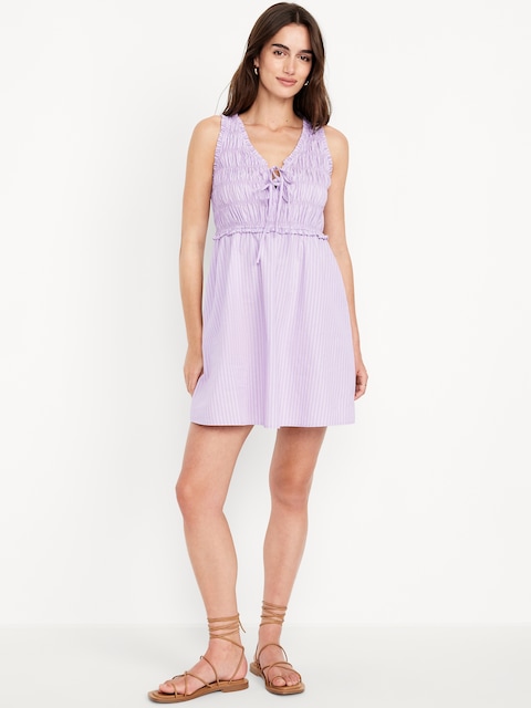 Fit & Flare Smocked Bodice Mini Dress