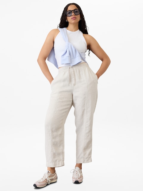 Retreat High Rise Linen Ankle Pant