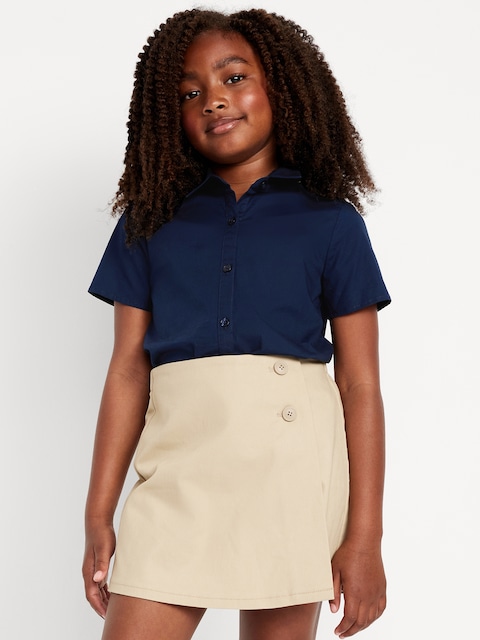 School Uniform Short-Sleeve Poplin Shirt for Girls