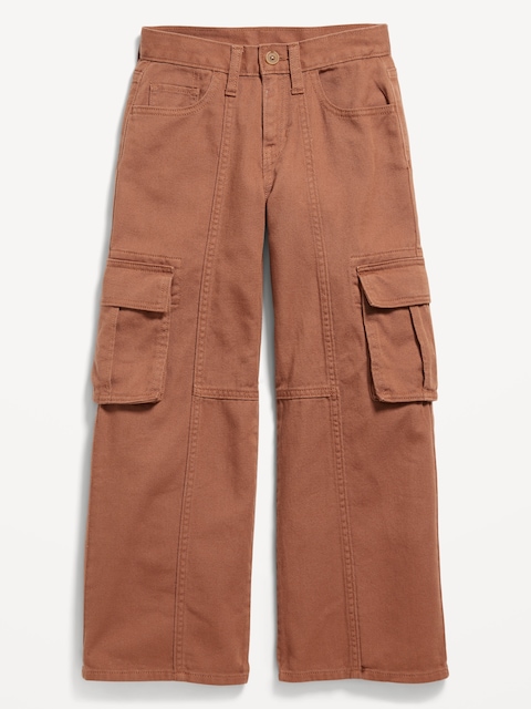 Super Baggy Wide-Leg Cargo Twill Pants for Girls