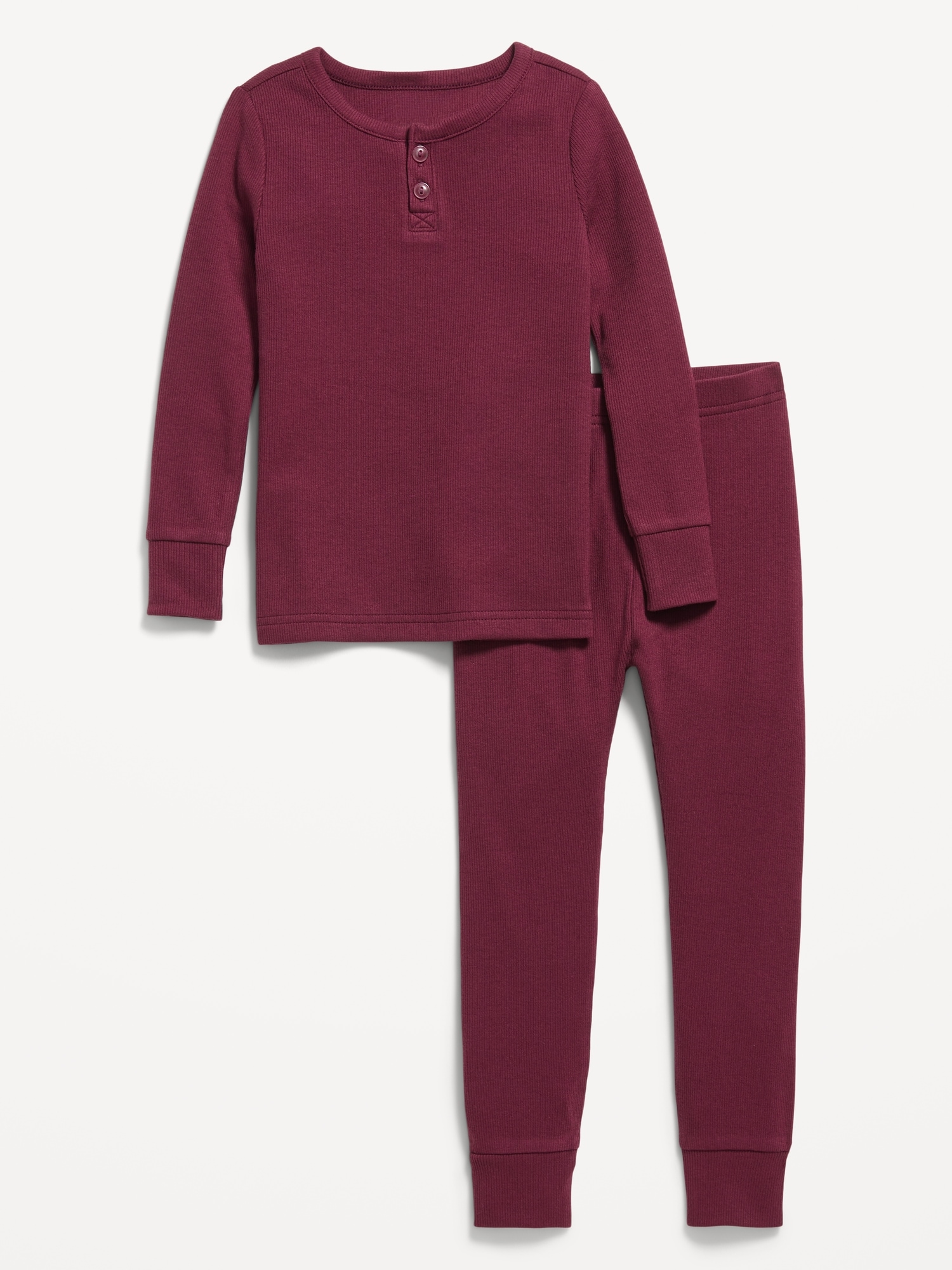 Snug-Fit Ribbed Henley Pajama Set for Toddler & Baby