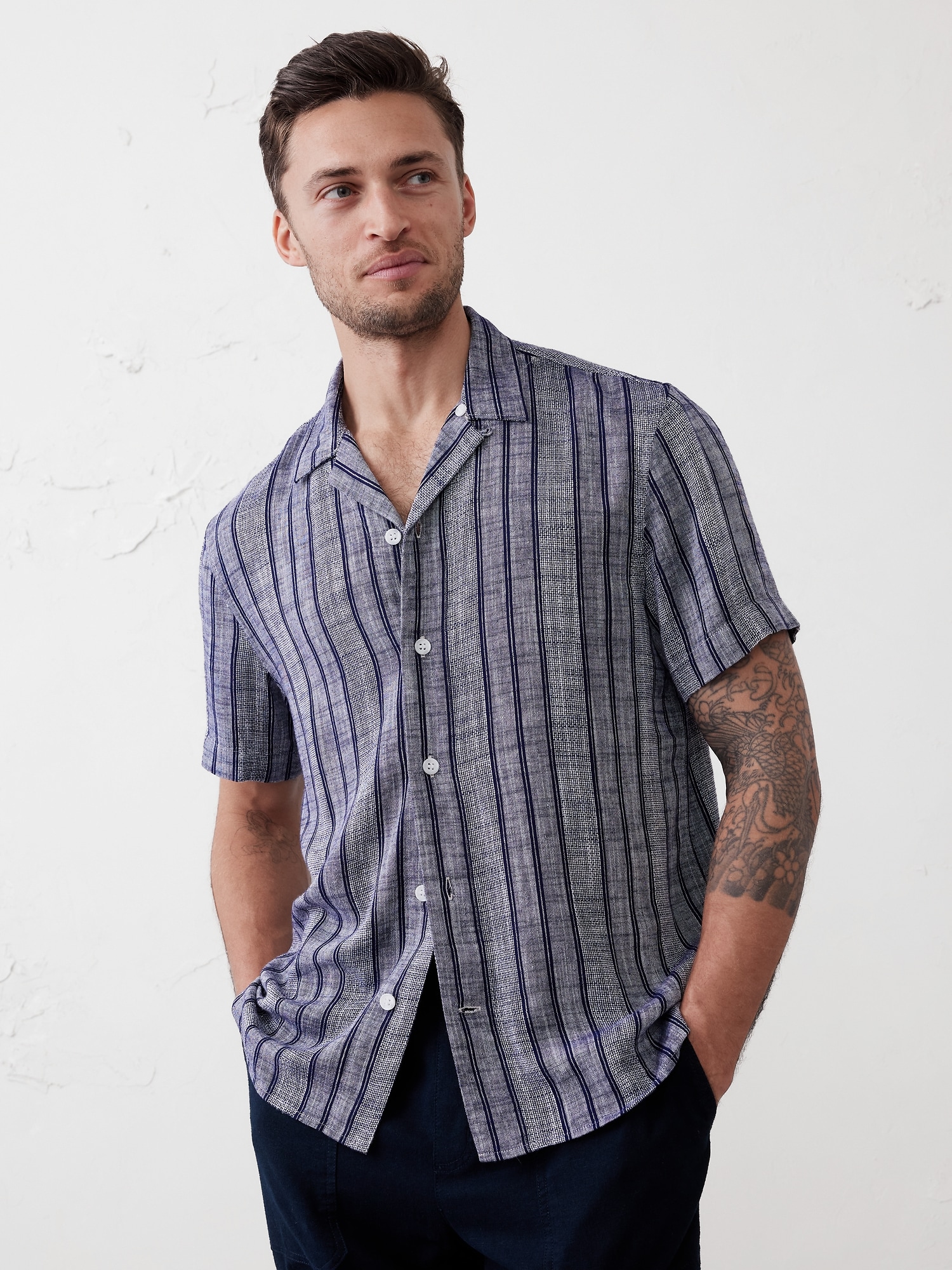 Standard Fit Textured Resort Shirt