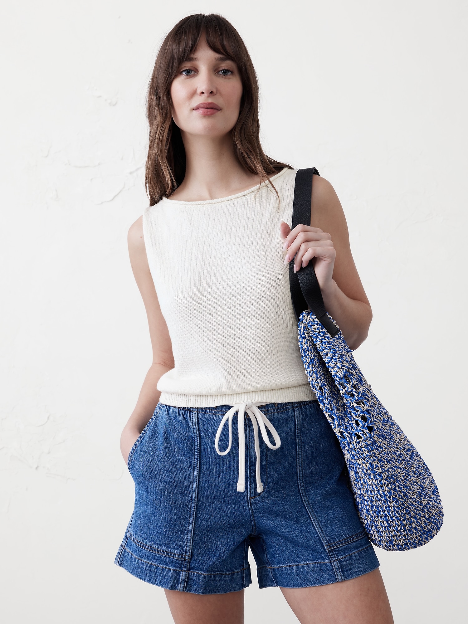 Cropped Boatneck Sweater Shell