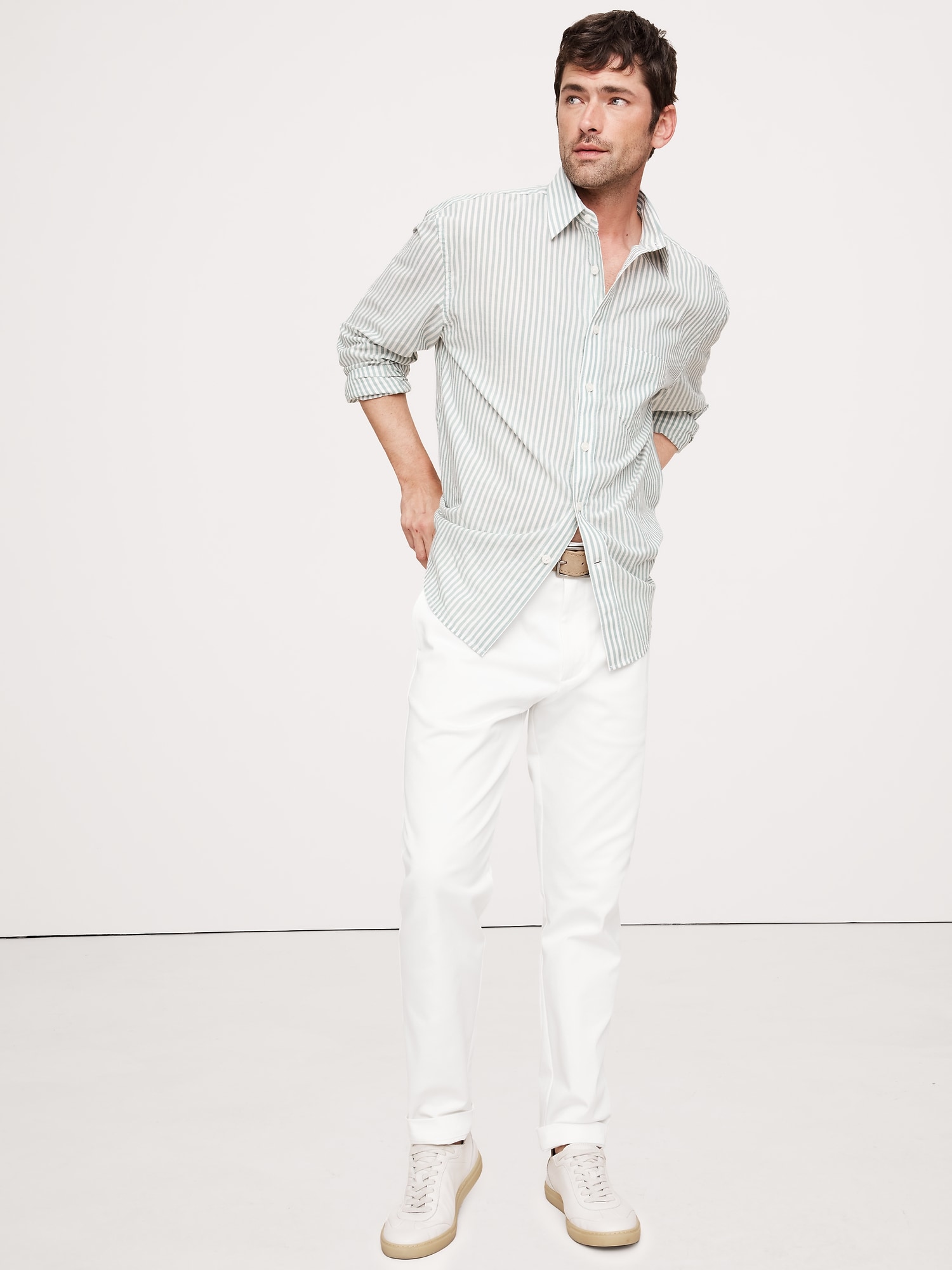 PANTALON À COUPE ATHLÉTIQUE EN CHINO EXTENSIBLE ITALIEN