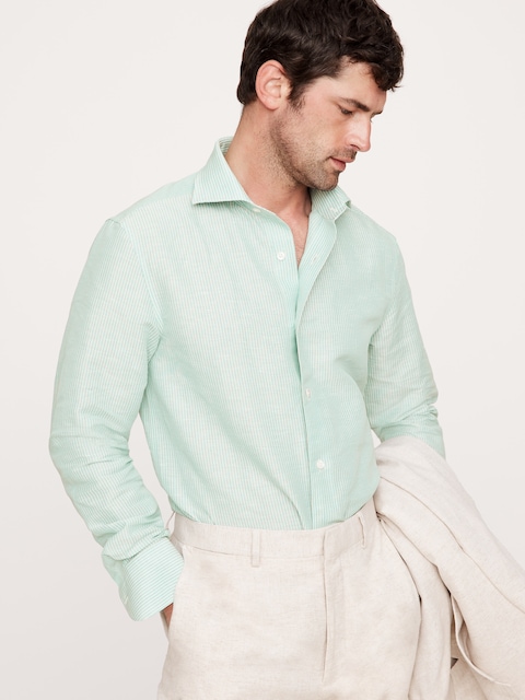 CHEMISE HABILLÉE AJUSTÉE EN LIN ET COTON