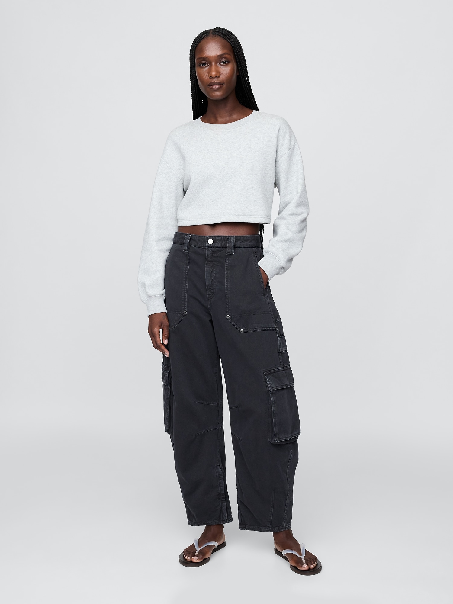 PANTALON CARGO BARIL À TAILLE BASSE MOYENNE