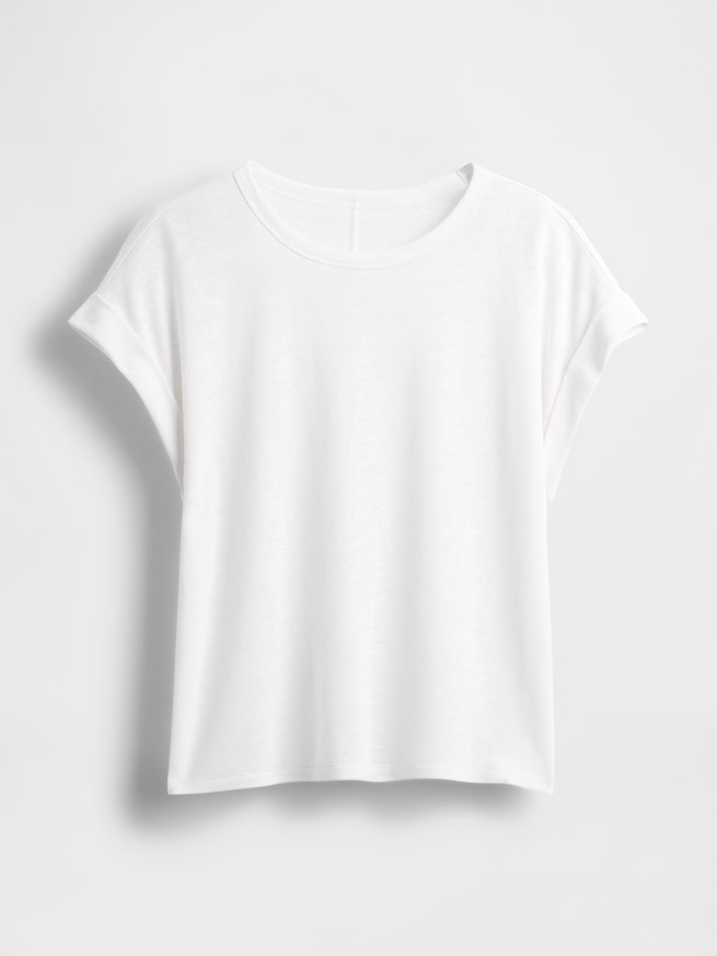 リネンブレンド ロールカフ Tシャツ-3