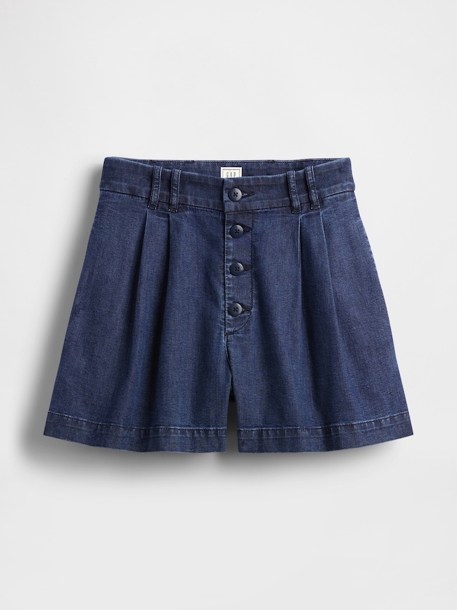 Gap × DÔEN ハイライズ プリーツ デニムトラウザーショートパンツ-5