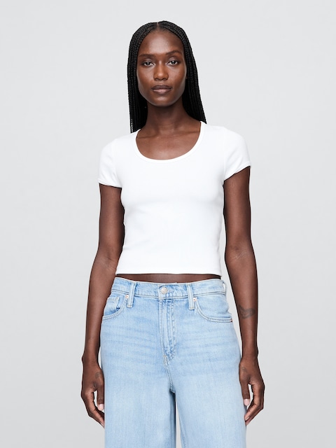 Modern Cap-Sleeve Crop T-Shirt