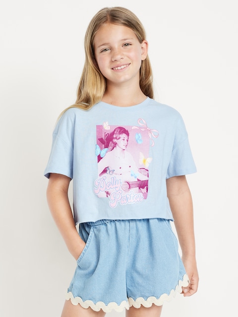 T-SHIRT COURT SURDIMENSIONNÉ À IMPRIMÉ DOLLY PARTON™ POUR FILLE