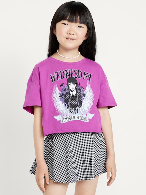 Wednesday™ Oversized Cropped Graphic T-Shirt for Girls