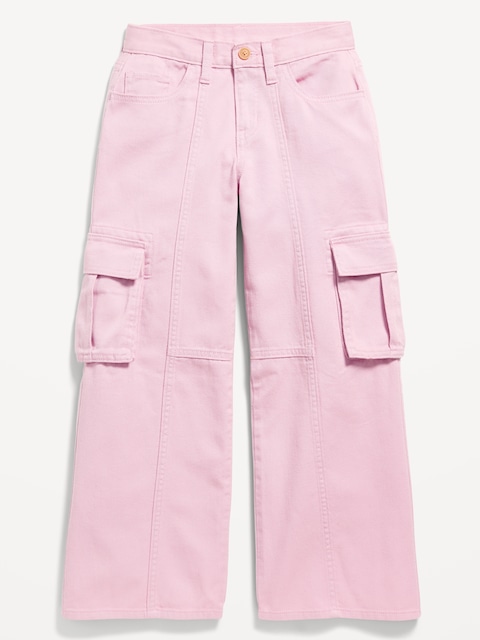 PANTALON CARGO EN SERGÉ COUPE TRÈS GÉNÉREUSE À JAMBE LARGE POUR FILLE
