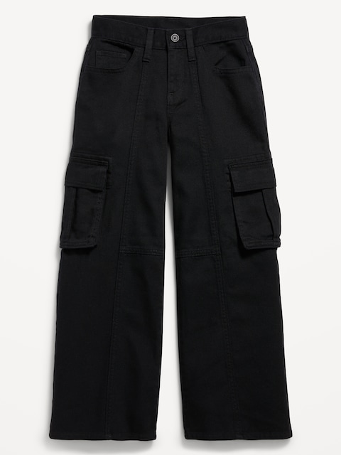 Super Baggy Wide-Leg Cargo Twill Pants for Girls