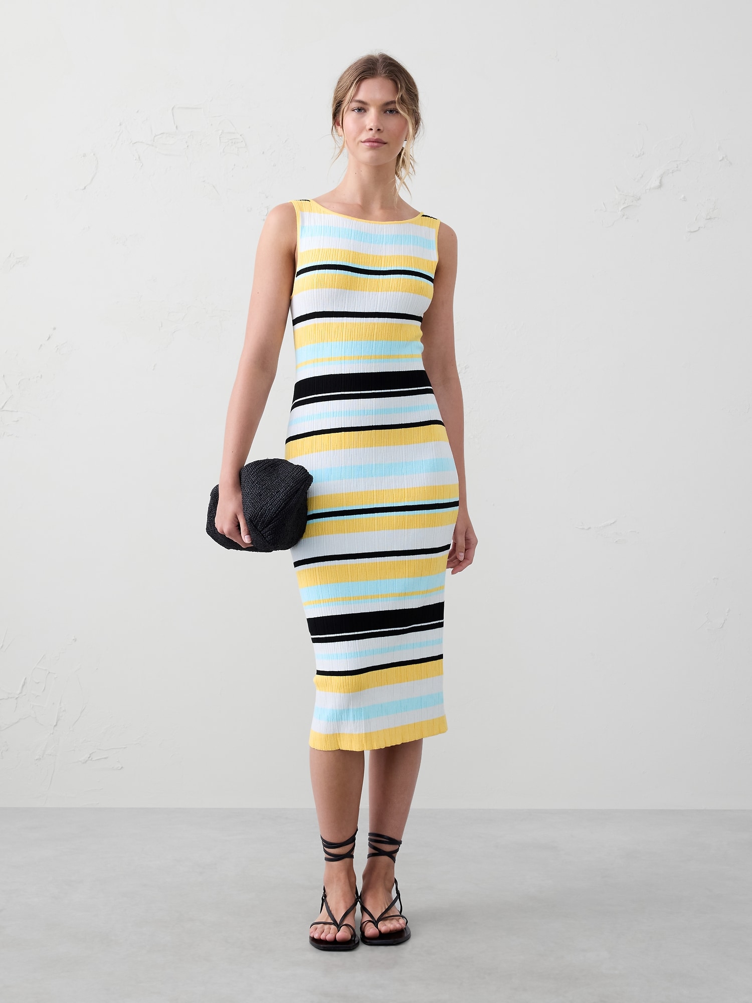 nordstrom blue mini dress Ella Striped Midi Dress in Navy & Dove Stripes