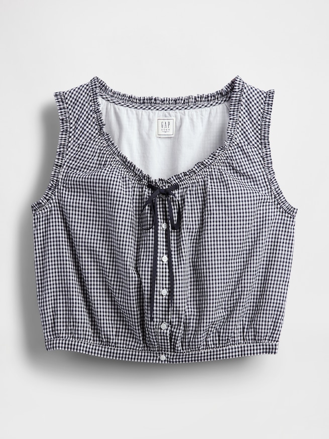 Gap × DÔEN ギンガムチェック クロップド タンクトップ-5