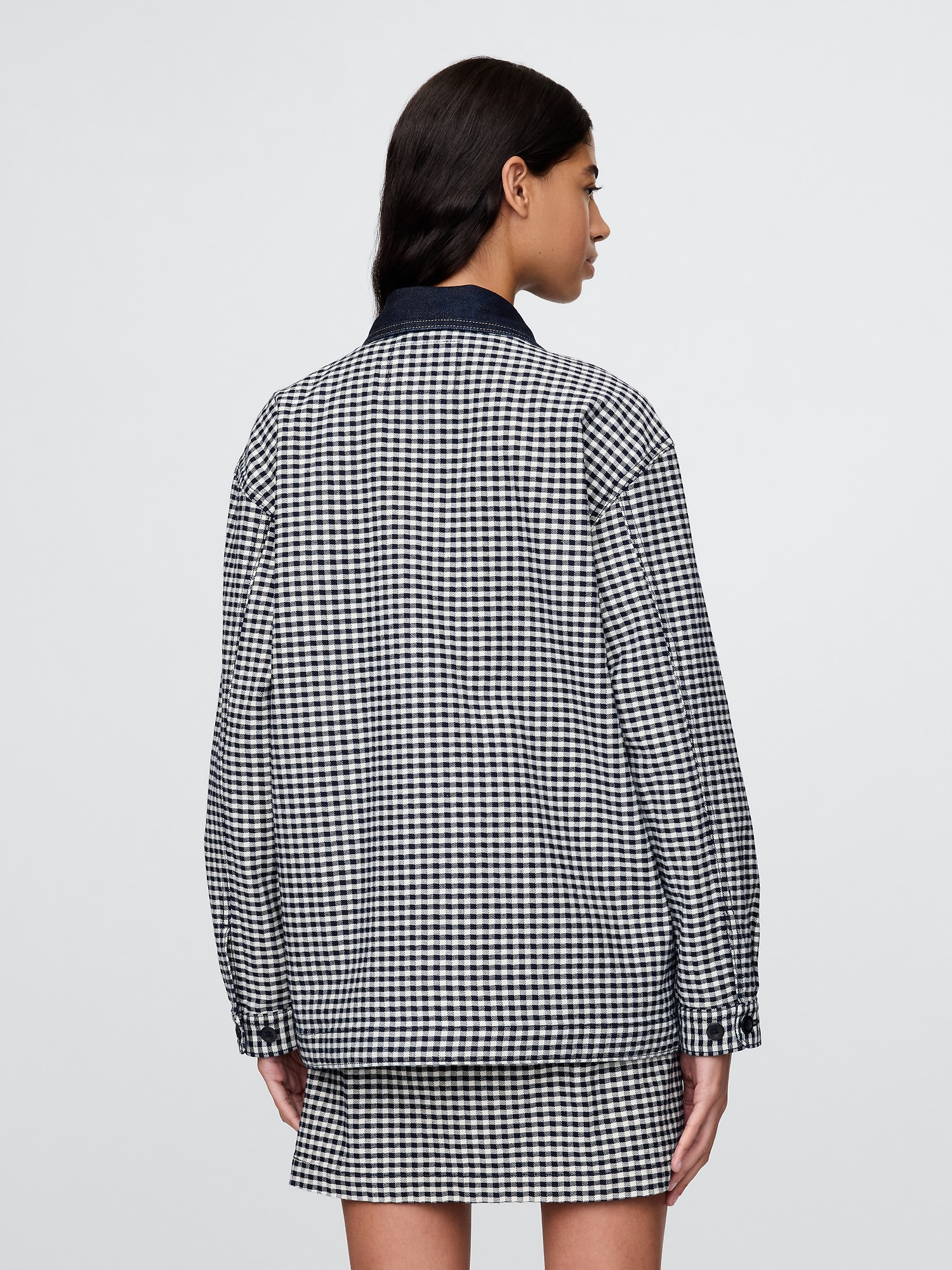 Gap × DÔEN ギンガムチェック デニムジャケット-5
