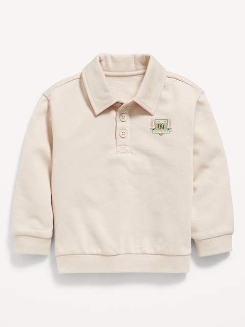 CHANDAIL EN COTON OUATÉ SURDIMENSIONNÉ À COL ET À IMPRIMÉ DU LOGO POUR TOUT-PETIT GARÇON