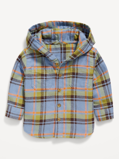 VESTE-CHEMISE À CARREAUX À CAPUCHON POUR BÉBÉ