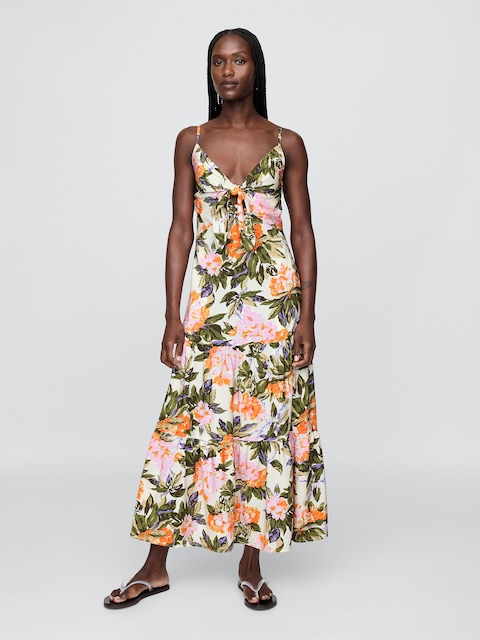 Tie-Front Tiered Maxi Dress