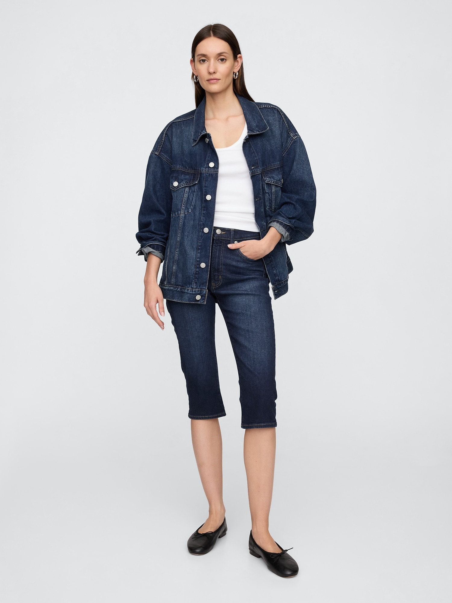 High Rise Vintage Slim Capri Jeans