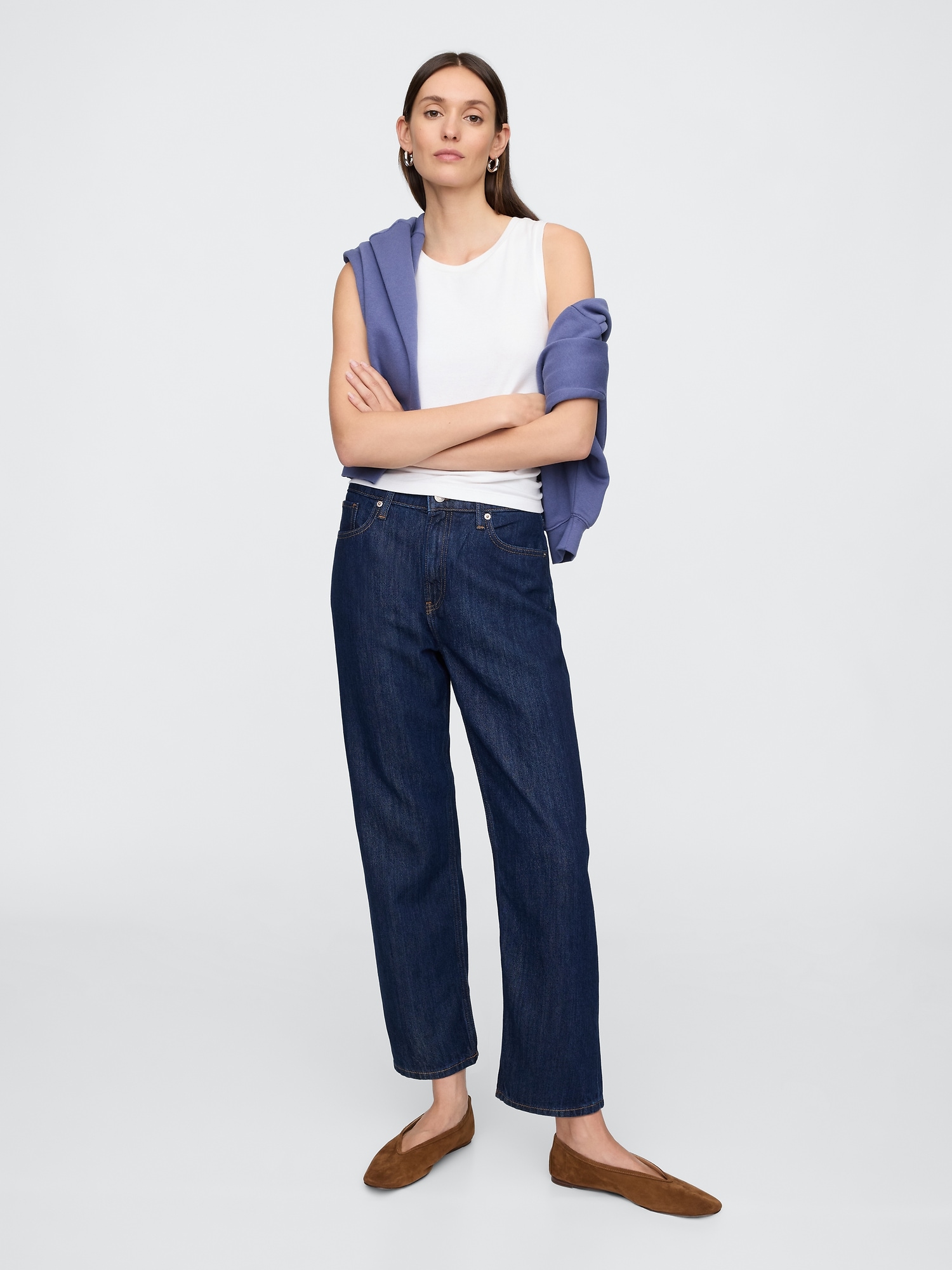 Mid Rise SuperSoft Relaxed Straight Crop Jeans