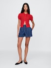 Gap × DÔEN リネンブレンド クロップドカーディガン-1