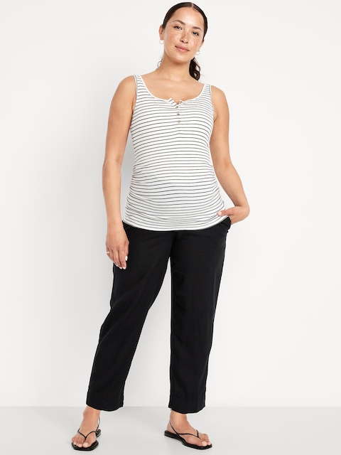 Maternity Rollover Waist Linen Pant