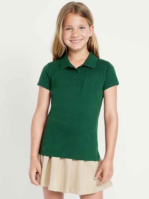 School Uniform Jersey-Knit Polo Shirt for Girls