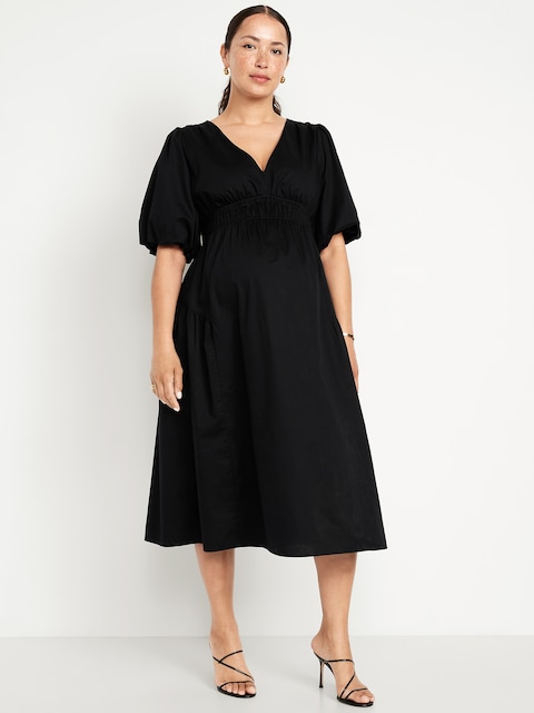 Maternity Waist-Defined Midi Dress