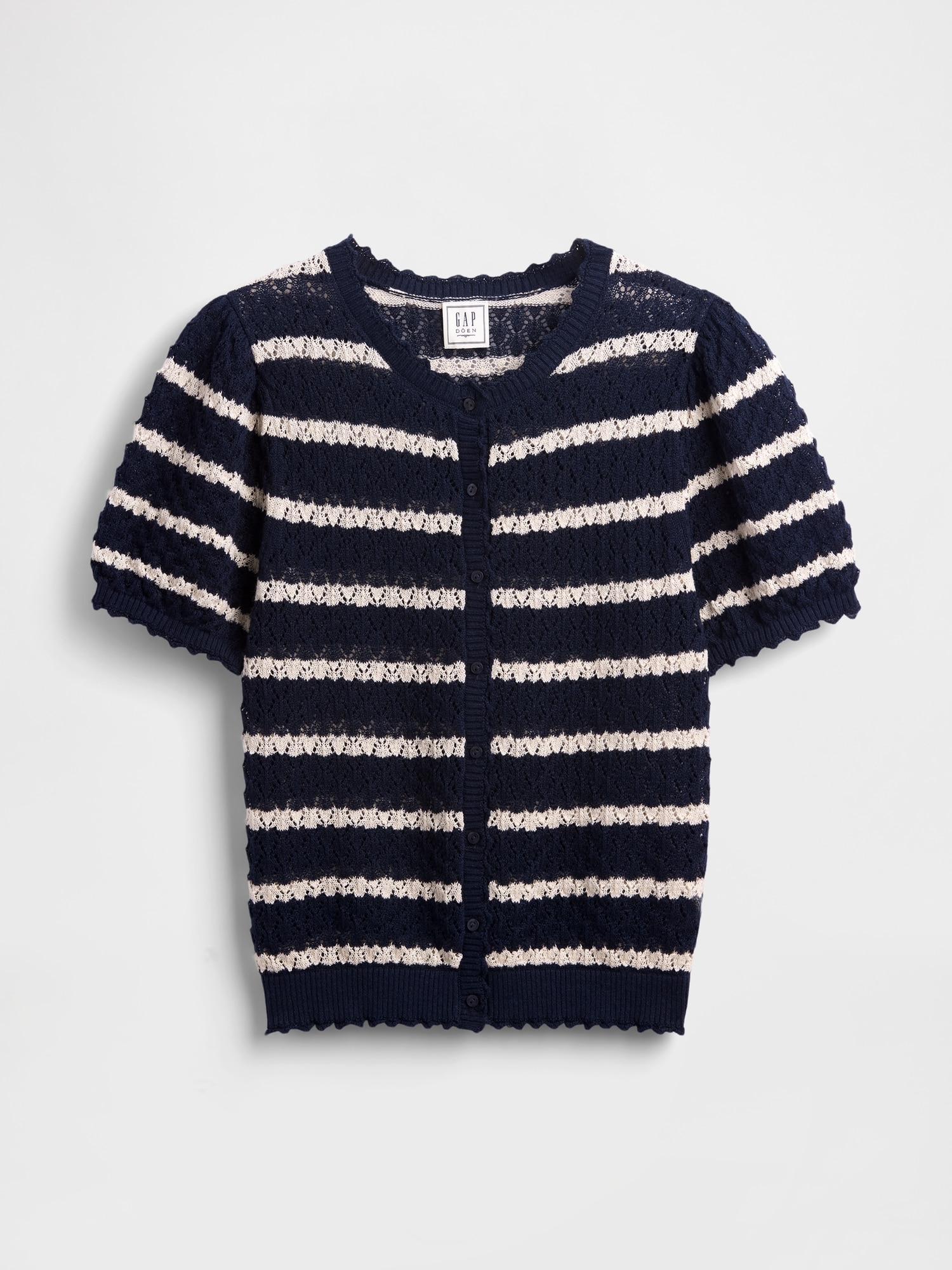 Gap × DÔEN リネンブレンド ポインテール クロップドカーディガン-5