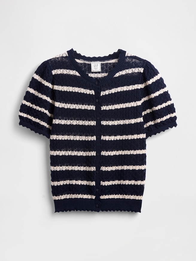 Gap × DÔEN リネンブレンド ポインテール クロップドカーディガン-5
