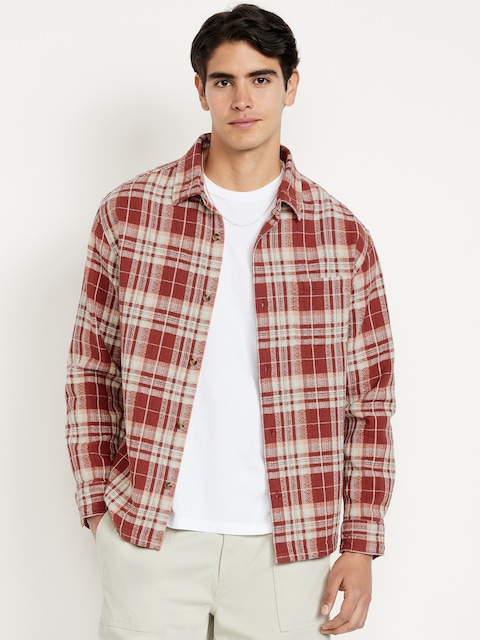 Loose Fit Plaid Pocket Shirt