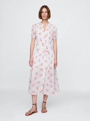 Gap × DÔEN ピンタック フローラル ミディワンピース
