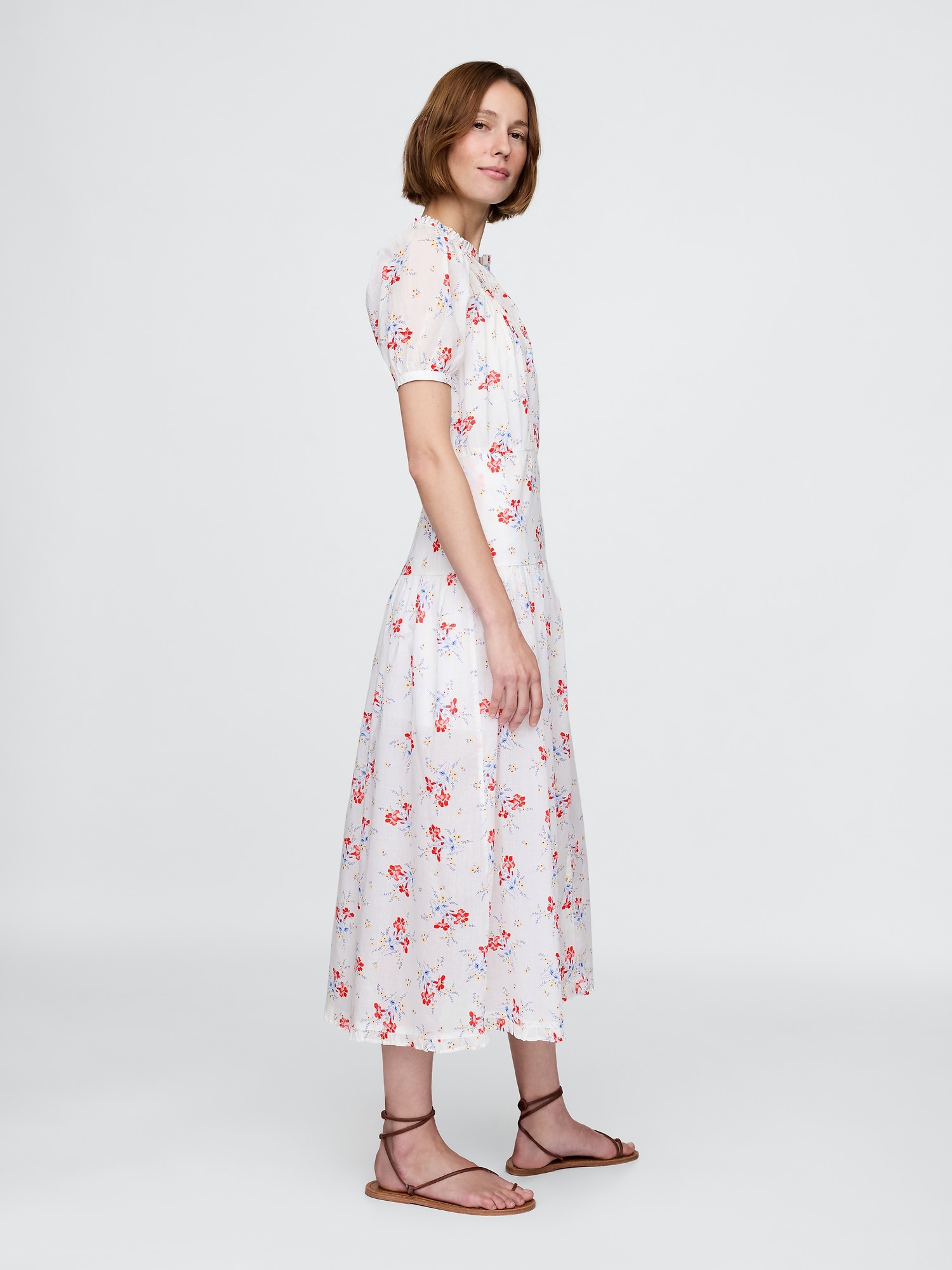 Gap × DÔEN ピンタック フローラル ミディワンピース-1