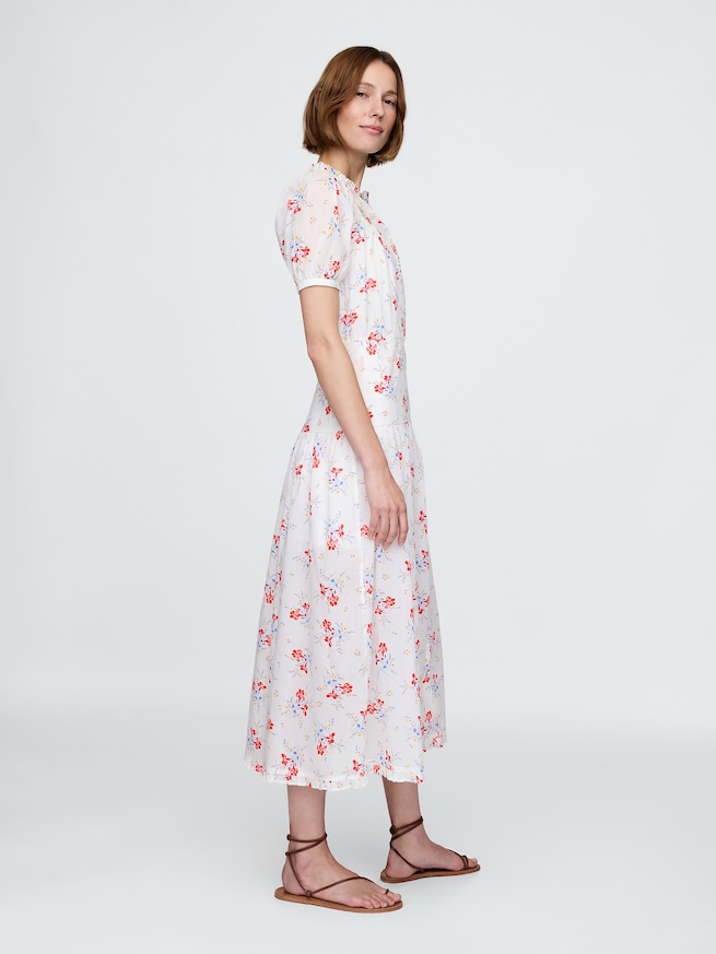 Gap × DÔEN ピンタック フローラル ミディワンピース-1