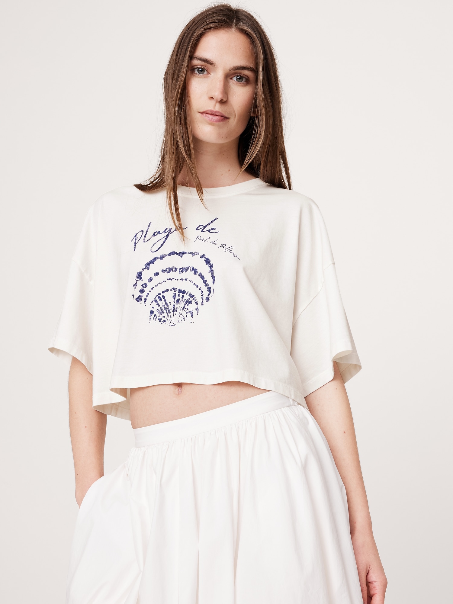 オーバーサイズ ライトウェイトコットン クロップドTシャツ-0