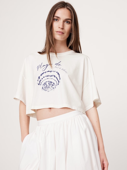 オーバーサイズ ライトウェイトコットン クロップドTシャツ