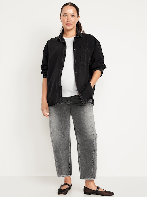 Maternity Full Panel Barrel Ankle Jeans