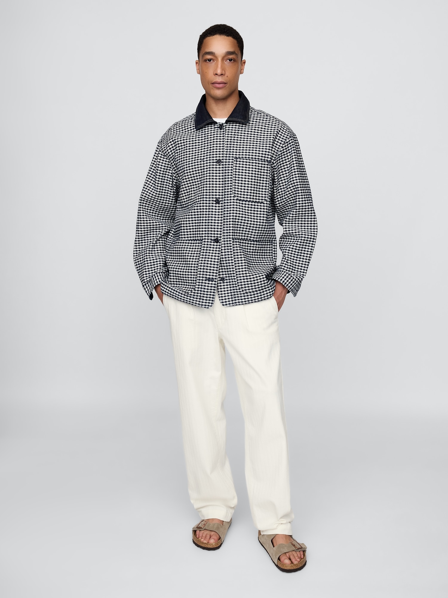 Gap × DÔEN ギンガムチェック デニムジャケット-8