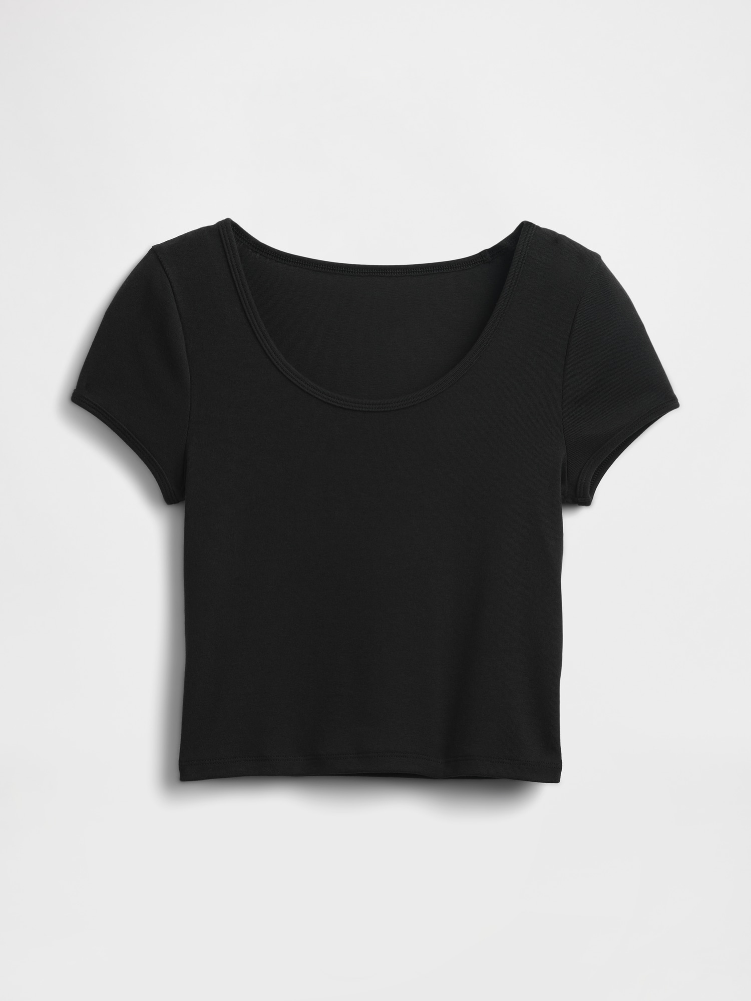 モダン キャップスリーブ クロップドTシャツ-4