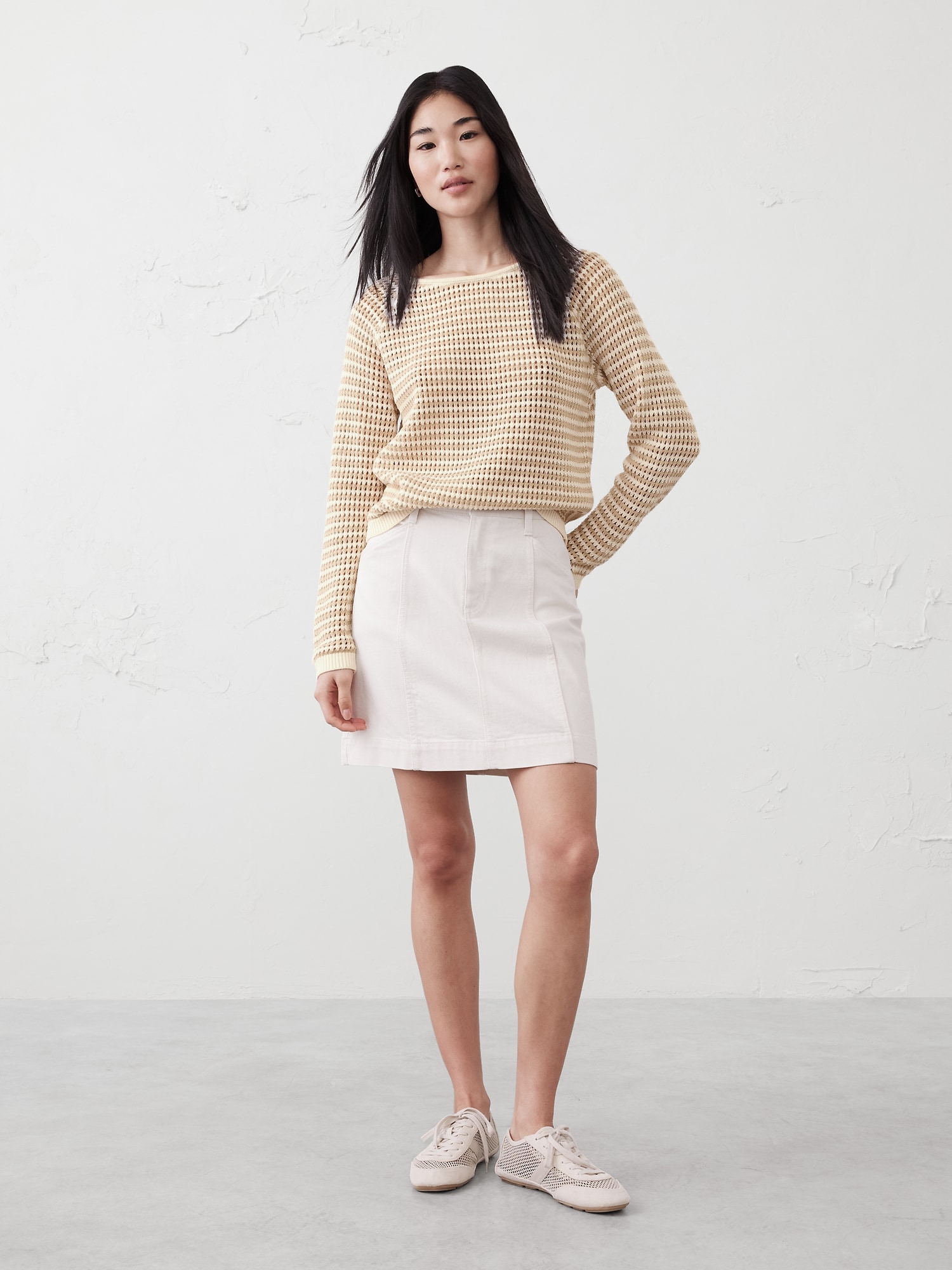 Open Stitch Striped Sweater