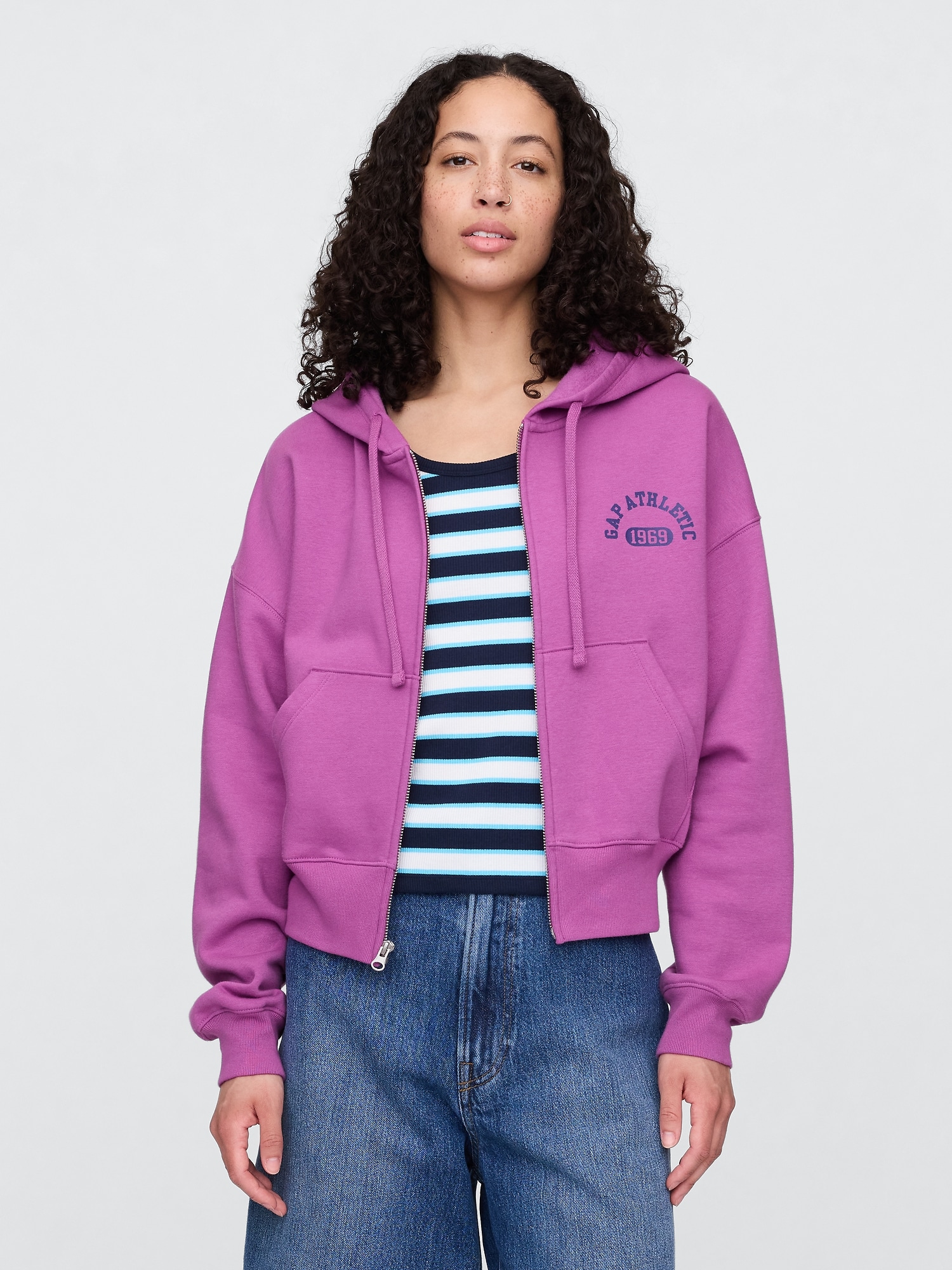 Gap オーバーサイズ GAPロゴ グラフィック ジップアップパーカー Gap オーバーサイズ GAPロゴ グラフィック ジップアップパーカー