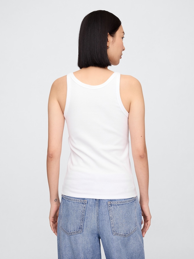 リブ スクープネック タンクトップ-1