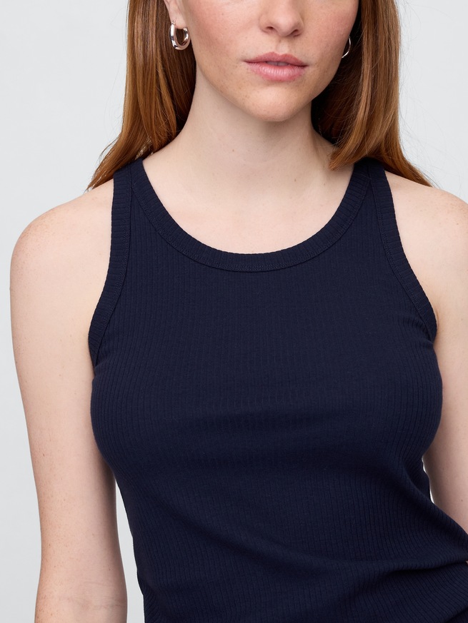 リブ スクープネック タンクトップ-4