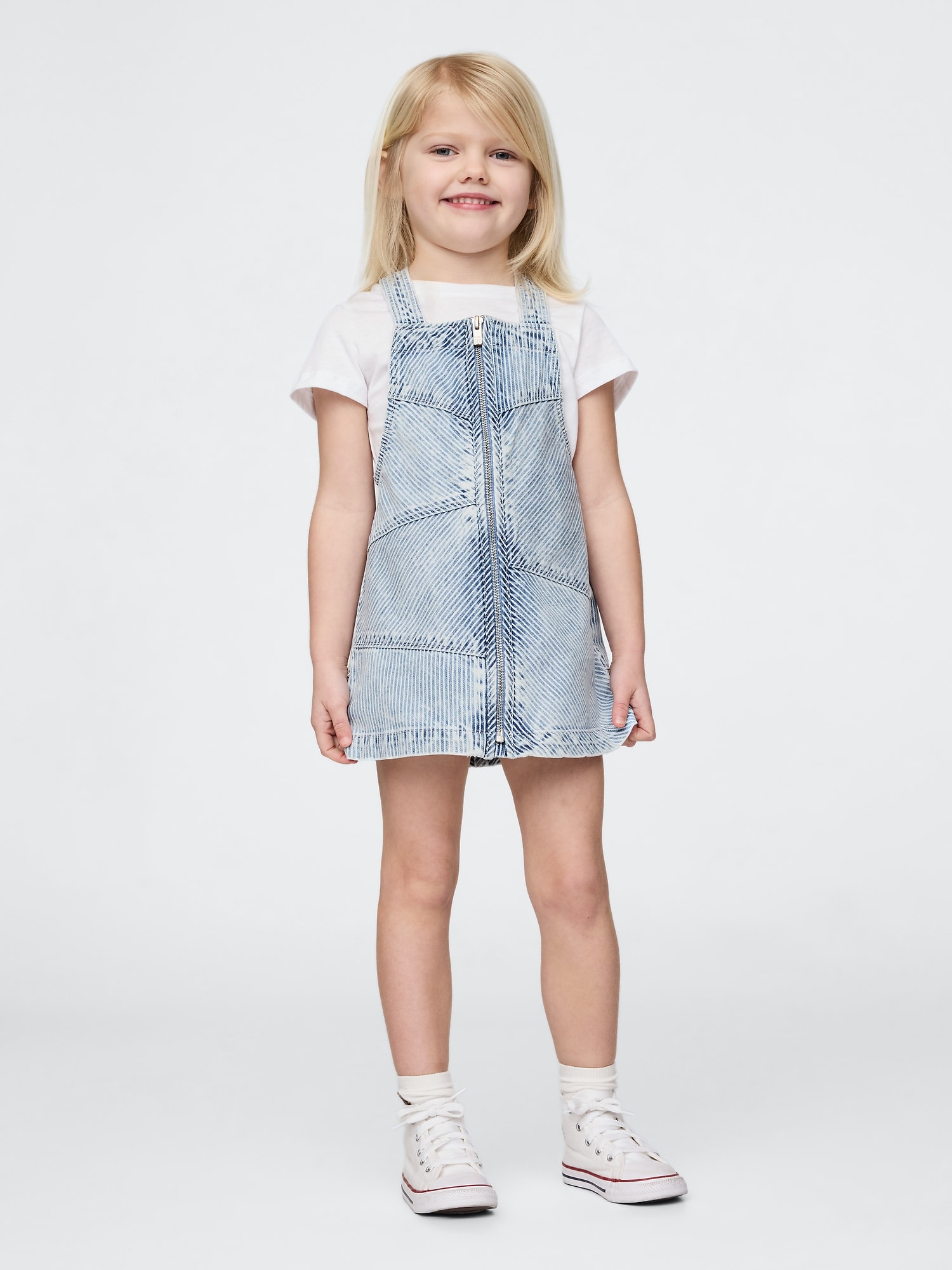 Gap パッチワーク ストライプ デニム サロペットスカート (幼児・ベビー) Gap パッチワーク ストライプ デニム サロペットスカート (幼児・ベビー)