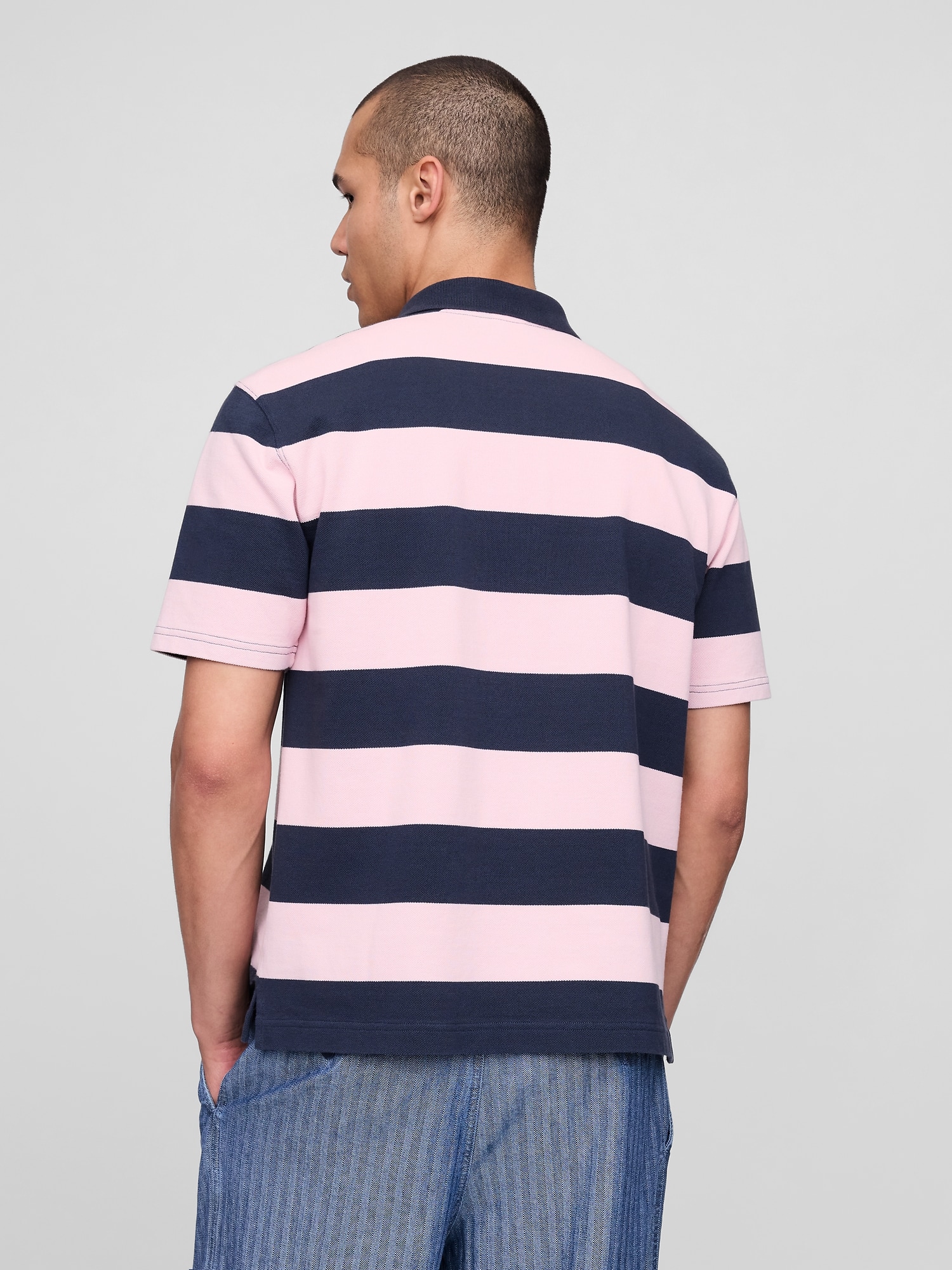 Gap × Malbon ロゴ ストライプ ポロシャツ-2