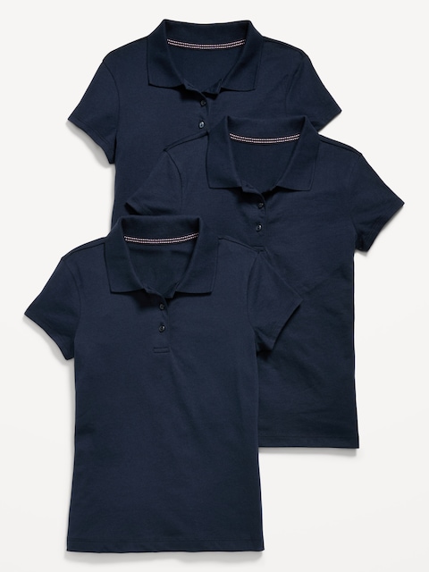 School Uniform Jersey-Knit Polo Shirt 3-Pack for Girls